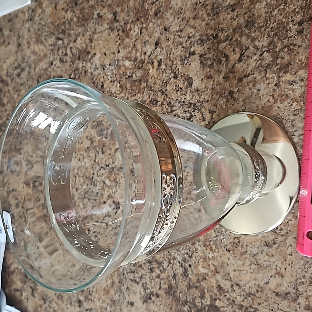 Vintage FTD  glass and silver accent vase